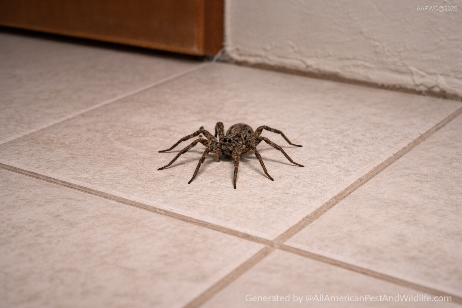 Spider control in Louisiana identifying wolf spider indoors © AllAmericanPestAndWildlife.com