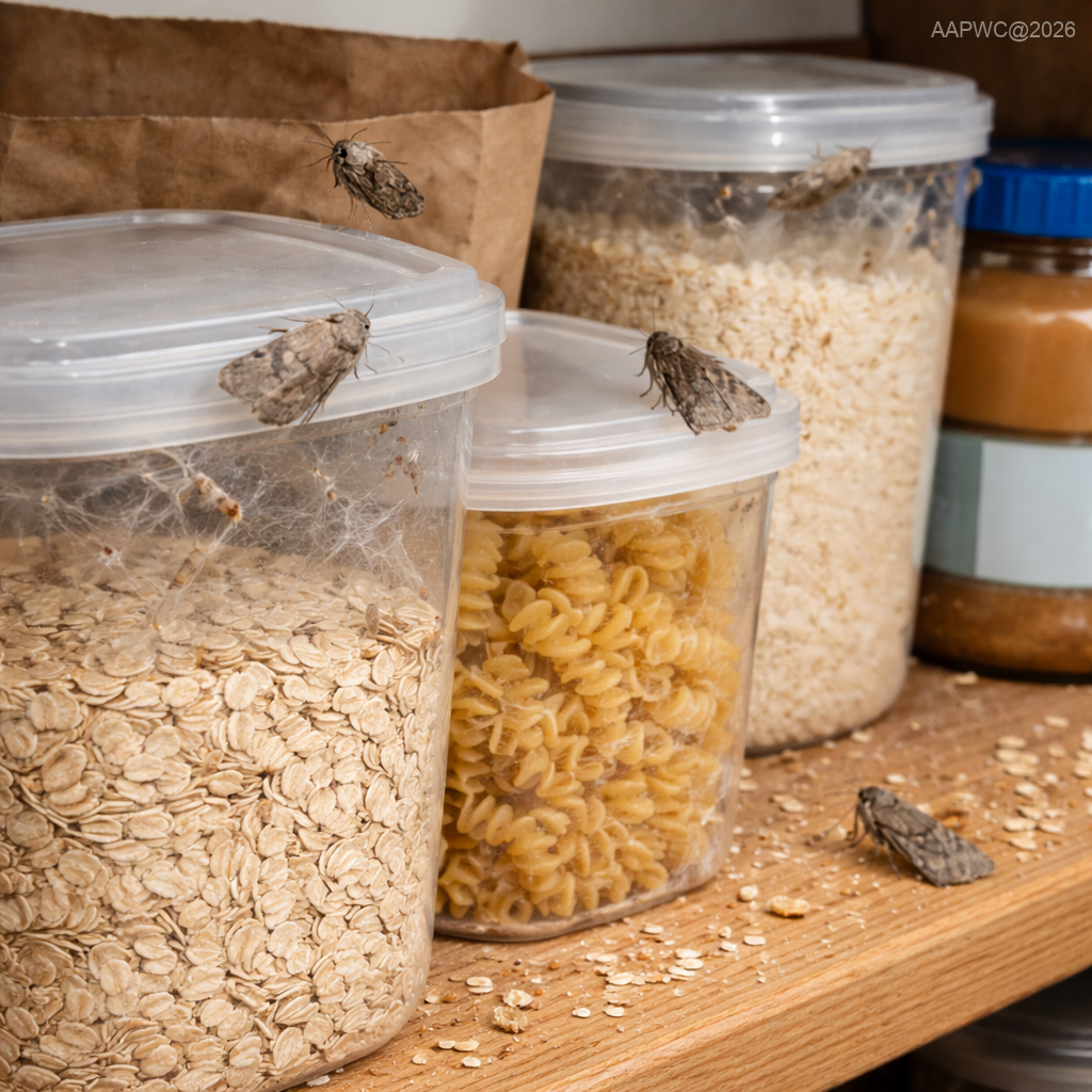 Moth control pantry infestation with stored food contamination © AllAmericanPestAndWildlife.com