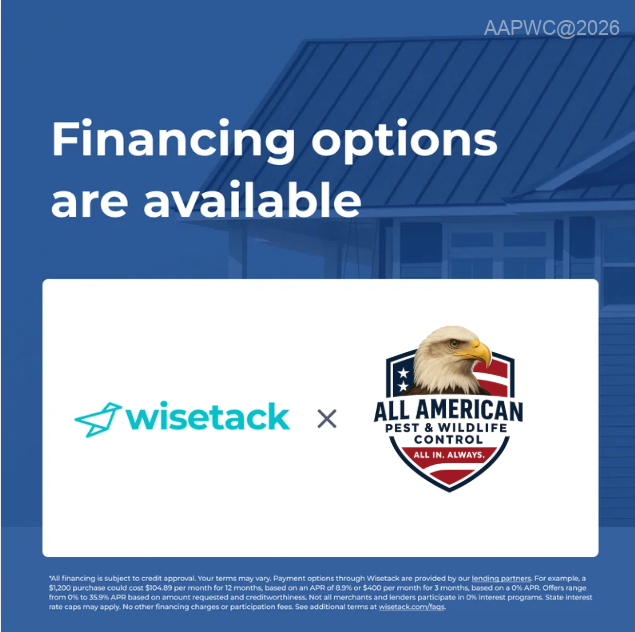 Wisetack financing options for pest, termite, and wildlife control services at All American Pest and Wildlife Control